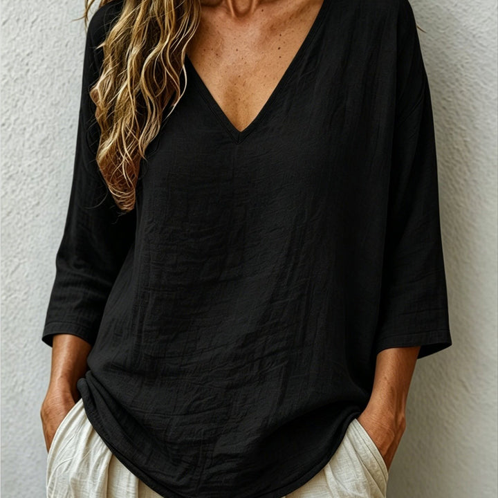 V Neck Women's Loose Breathable Summer Blouse