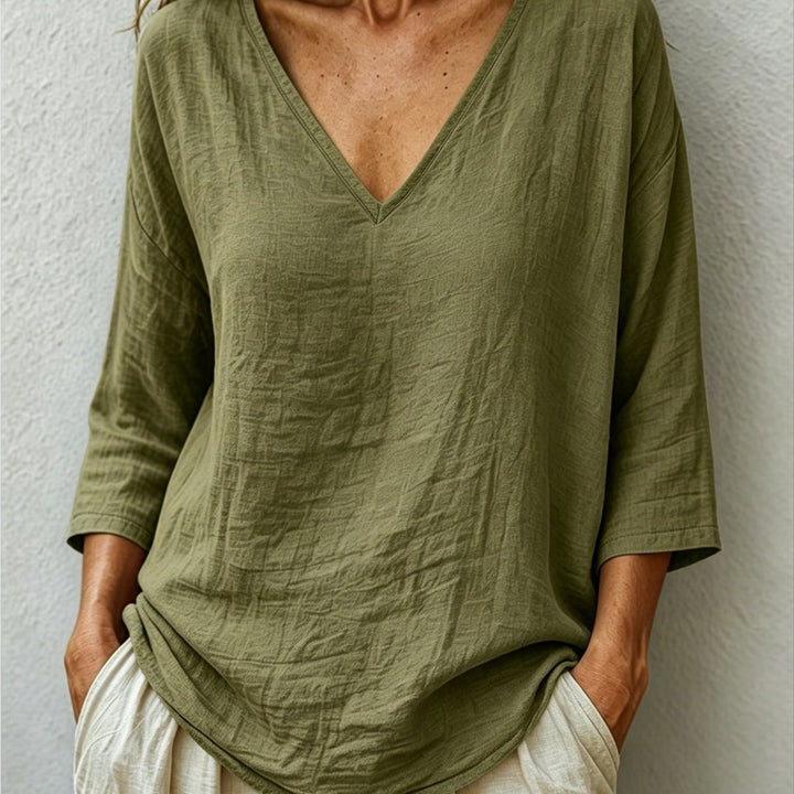 V Neck Women's Loose Breathable Summer Blouse