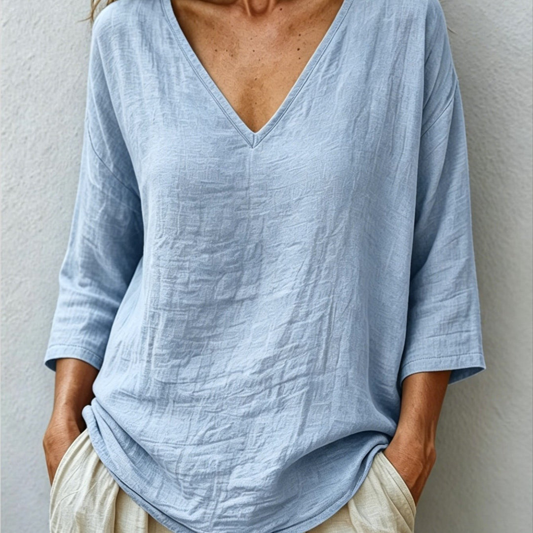 V Neck Women's Loose Breathable Summer Blouse