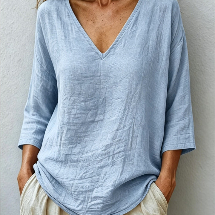 V Neck Women's Loose Breathable Summer Blouse