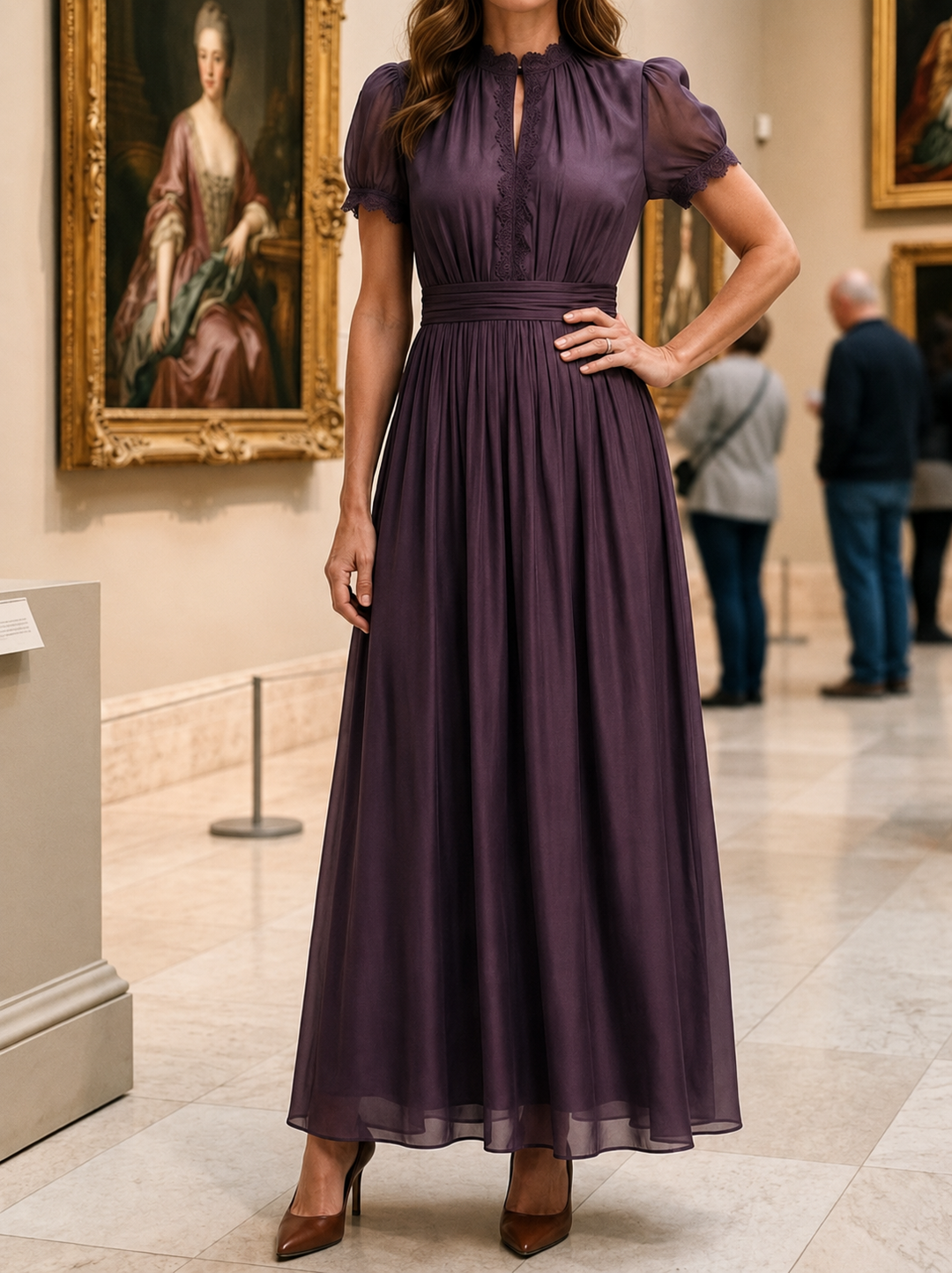 Elia | Gathered Waist Keyhole Maxi Dress