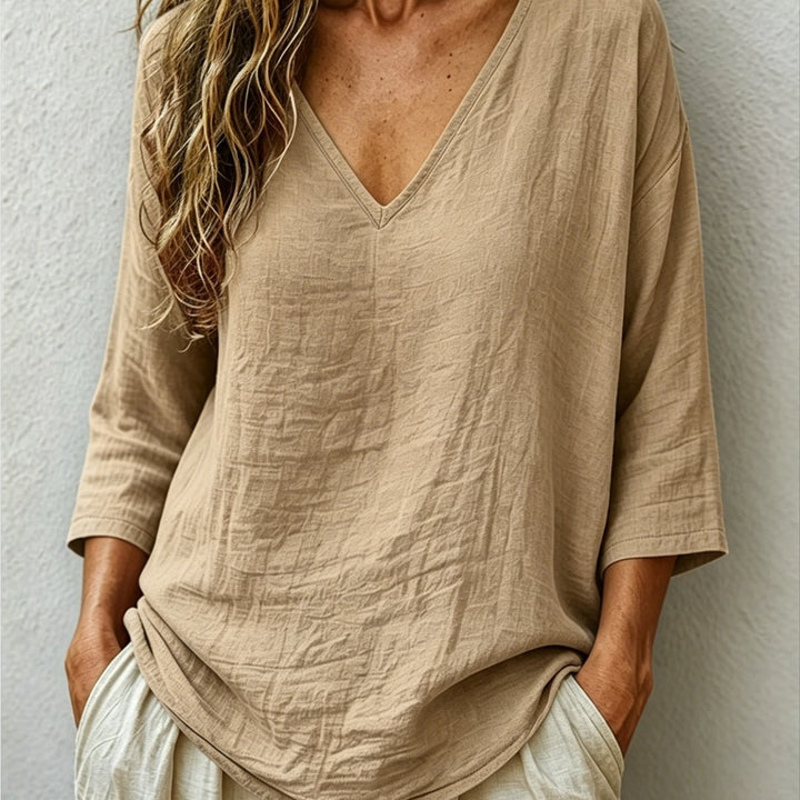V Neck Women's Loose Breathable Summer Blouse