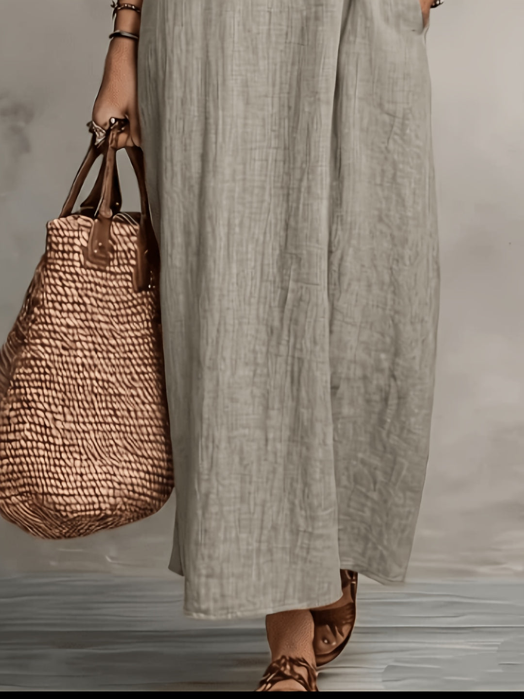 Women's V-Neck Ruffle Sleeveless Maxi Dress