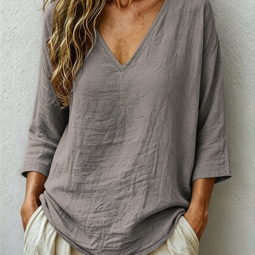 V Neck Women's Loose Breathable Summer Blouse