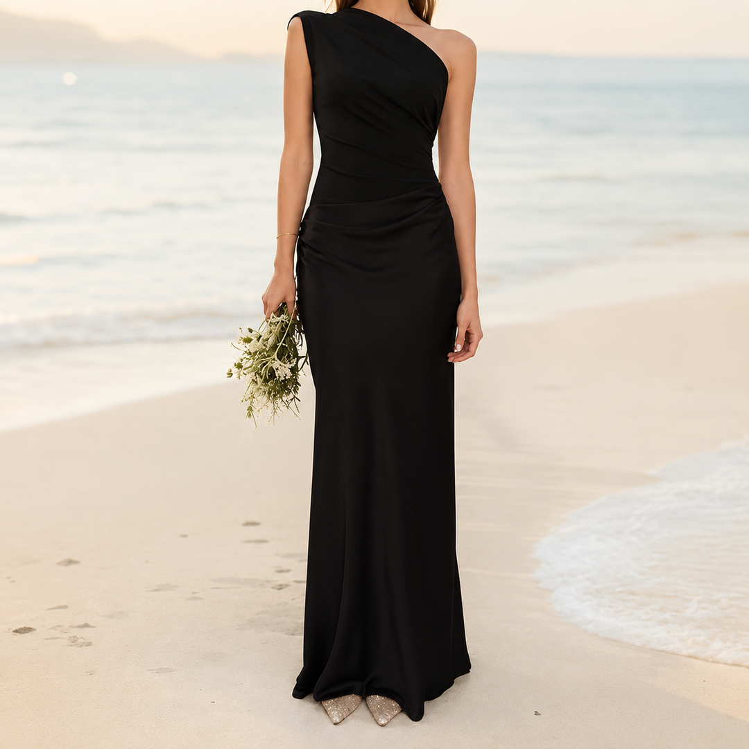 Sophia | One-Shoulder Satin Maxi Dress