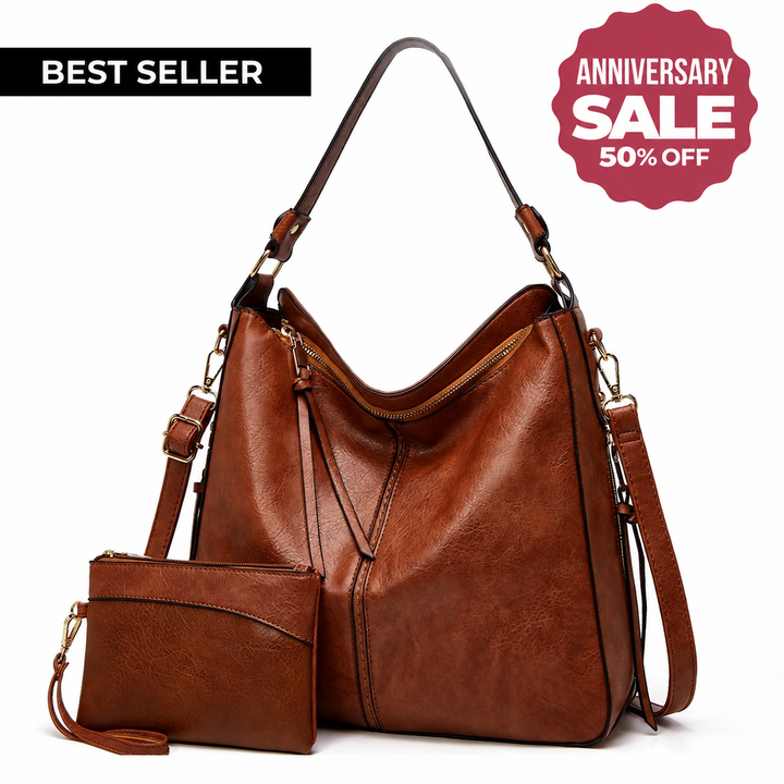 Luxury Leather Hobo Anti-Theft Handbag + FREE Pouch Wallet