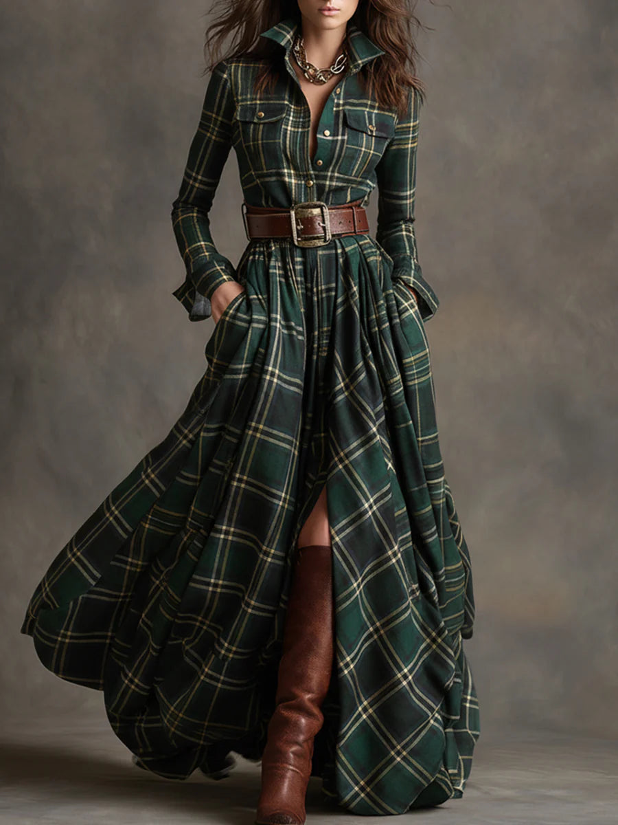 Lea ❘ Long plaid dress with belt