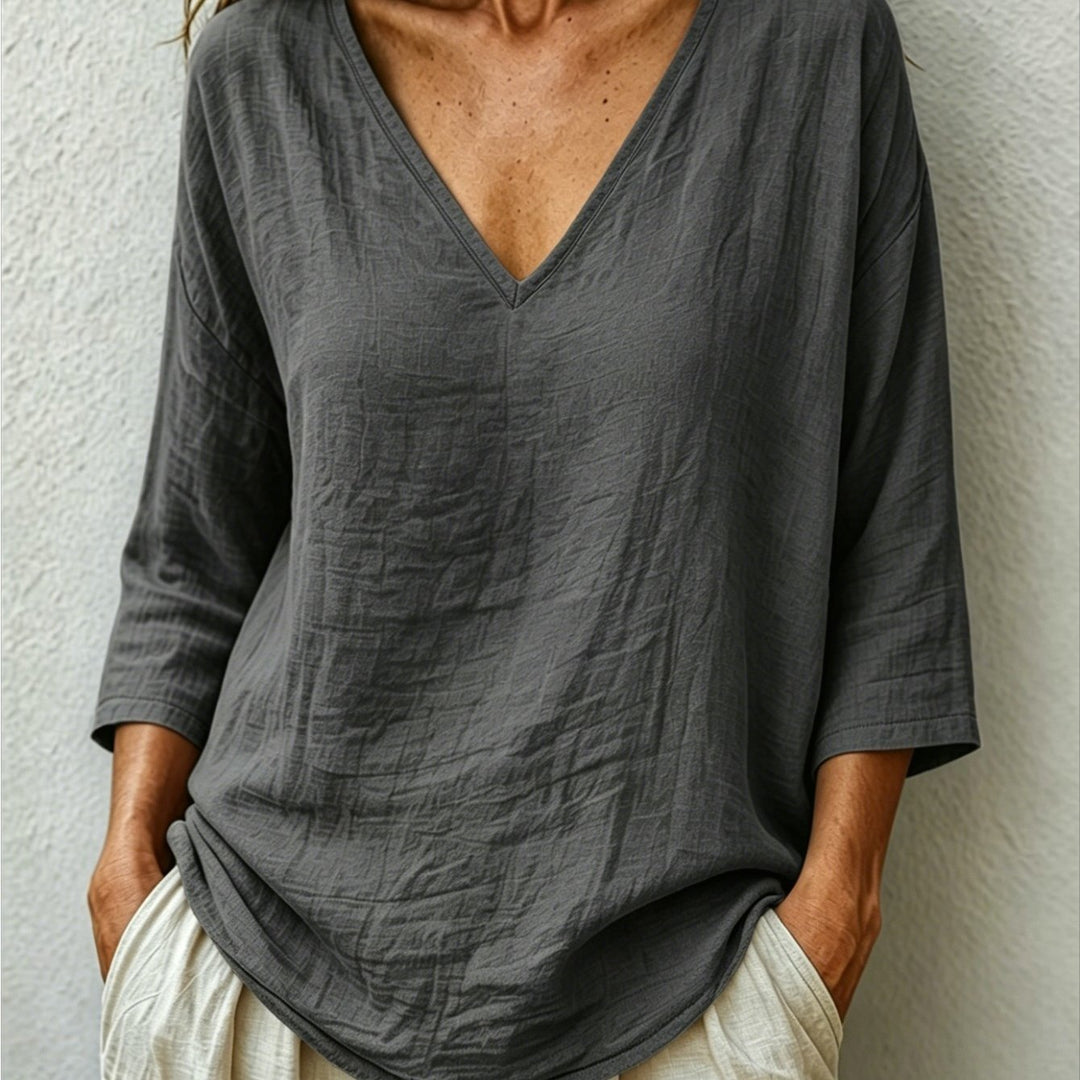 V Neck Women's Loose Breathable Summer Blouse