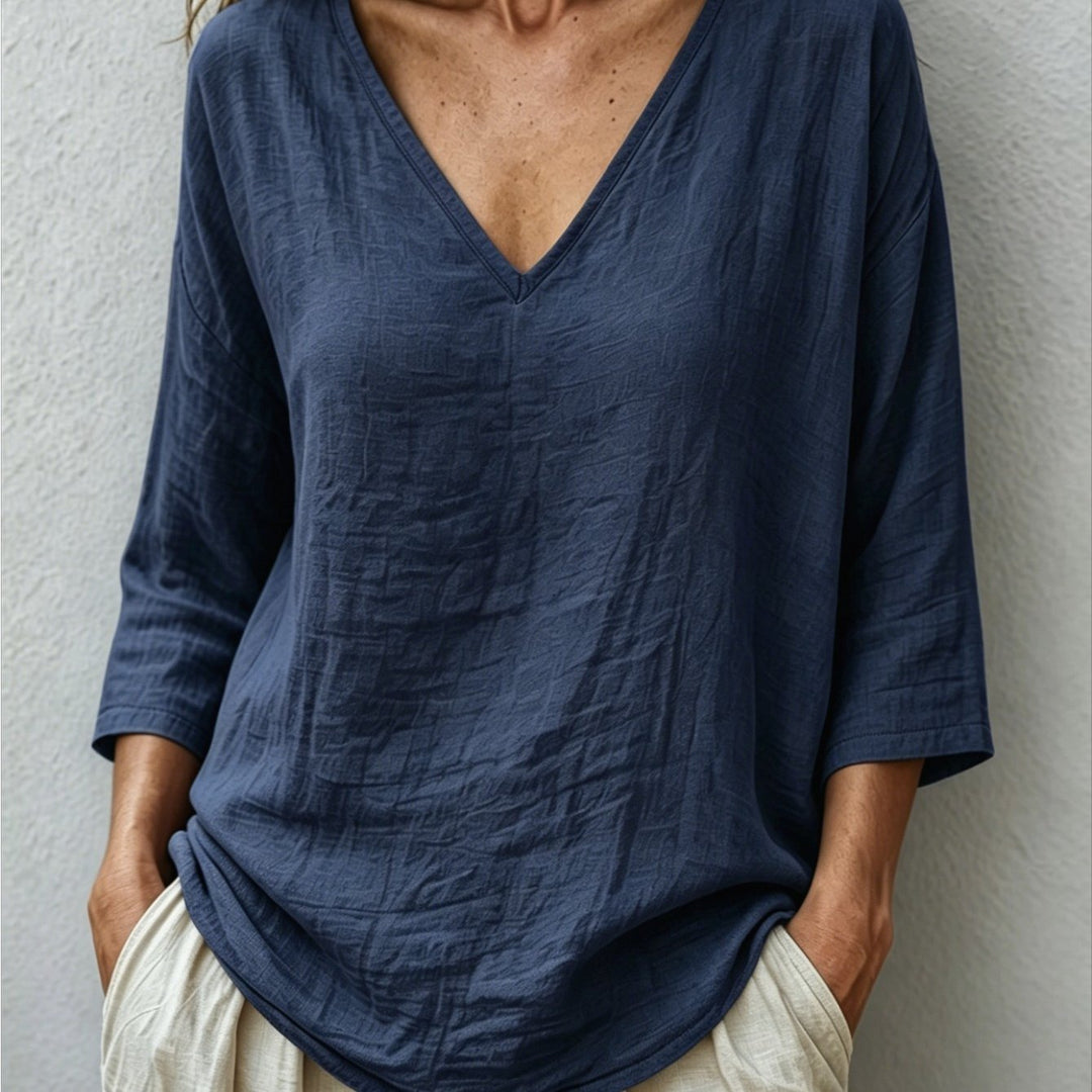 V Neck Women's Loose Breathable Summer Blouse