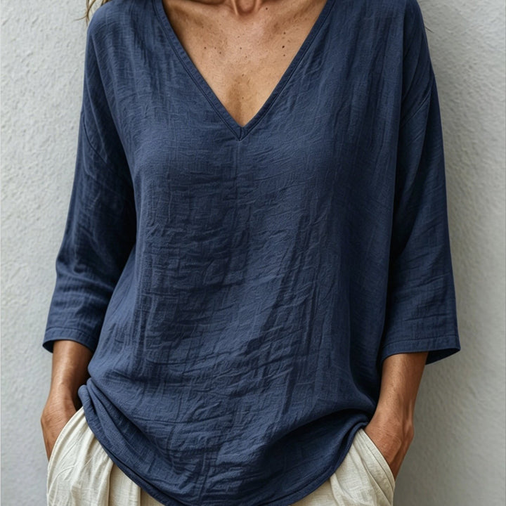 V Neck Women's Loose Breathable Summer Blouse