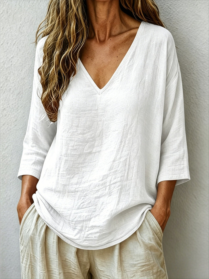 V Neck Women's Loose Breathable Summer Blouse