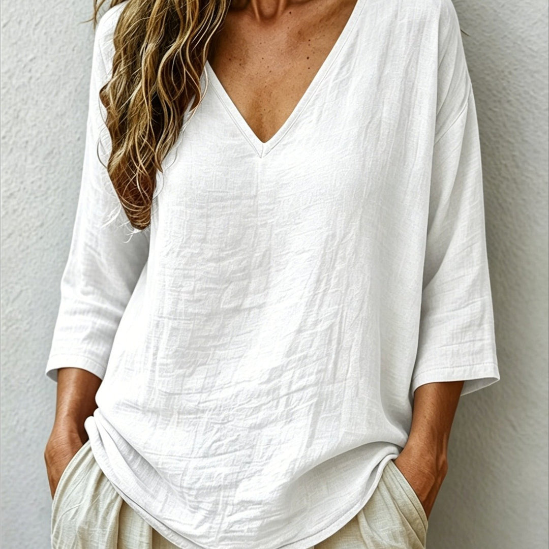 V Neck Women's Loose Breathable Summer Blouse