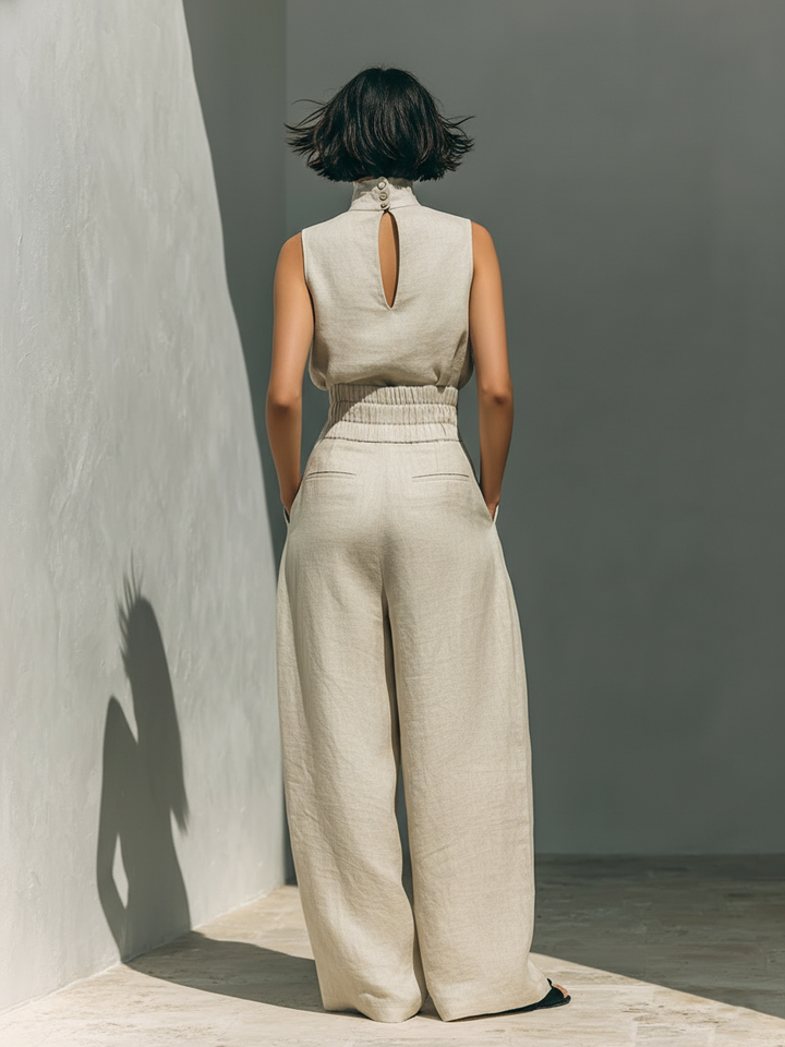 Georgiana | Sleeveless Blouse & Wide-Leg Pants Set