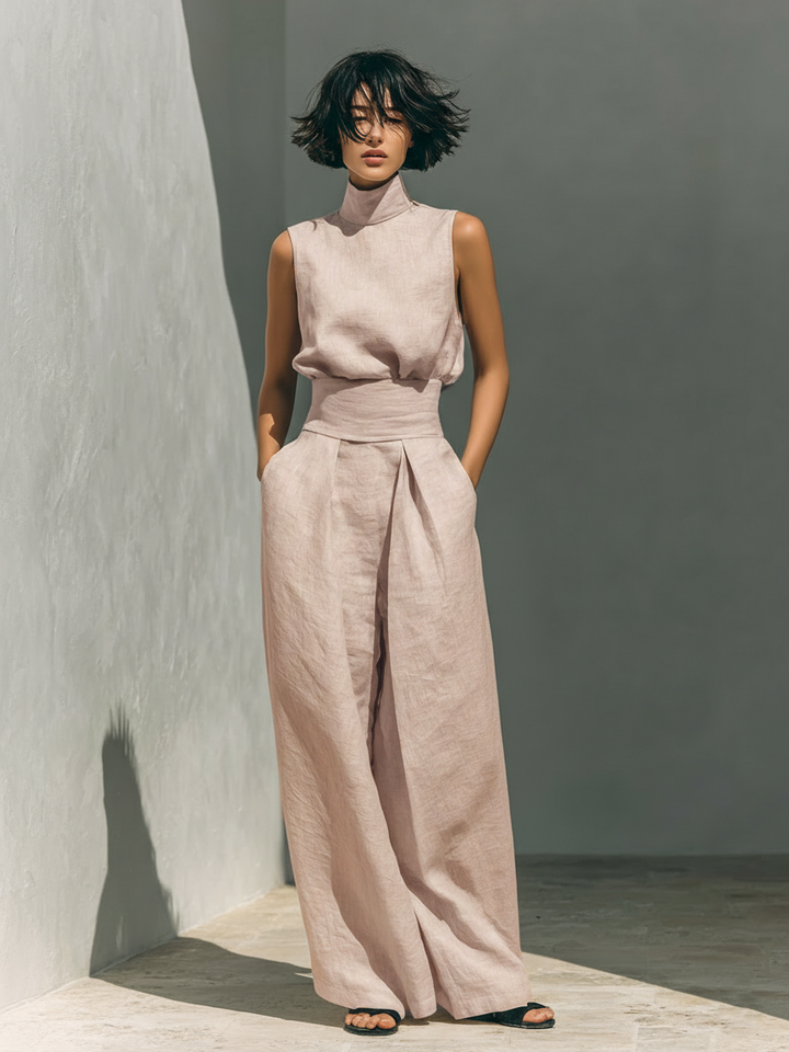 Georgiana | Sleeveless Blouse & Wide-Leg Pants Set